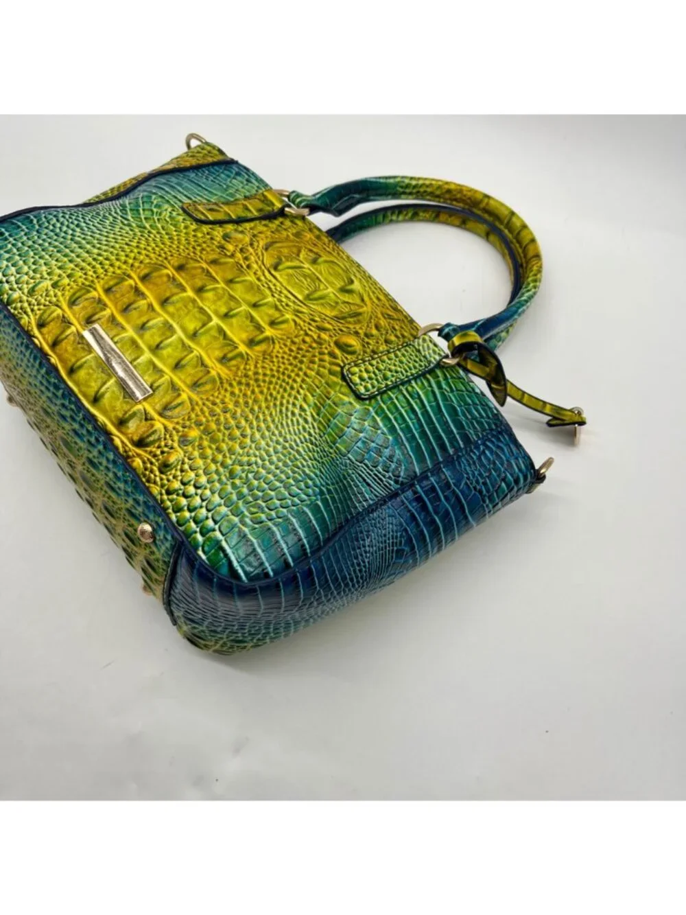 Unbranded Multi-Colored Faux Croc-Embossed Satchel Bag